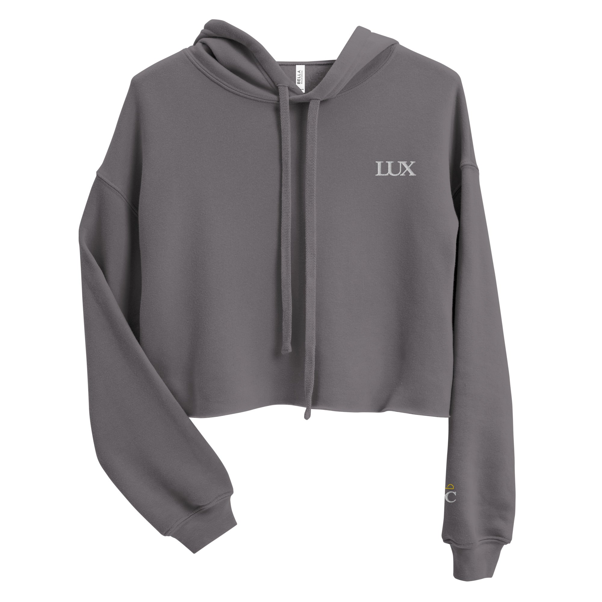 Gray LUX Women’s Cropped Hoodie front view